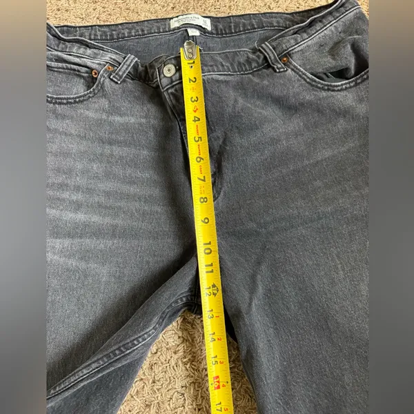 Abercrombie & Fitch Distressed Black Gray 90’s Relaxed Jean High Rise Size 34/18 - Image 5