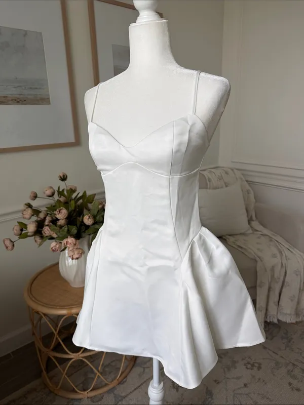 Princess Polly Alympia White Drop Waist Satin Bachelorette Mini Dress NWT - Image 6