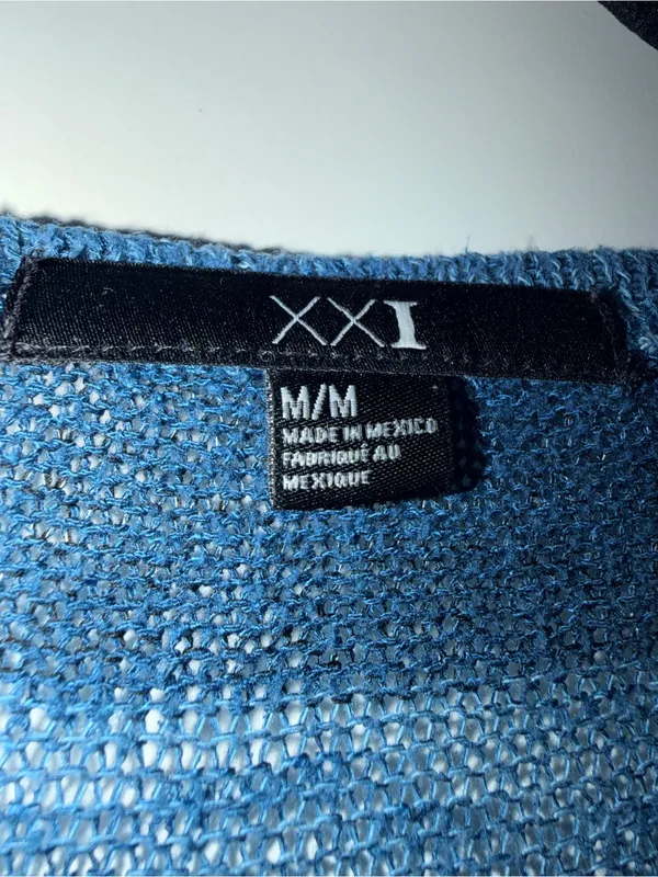 XXI Blue Contrast Stripe Lightweight Sweater - Image 3