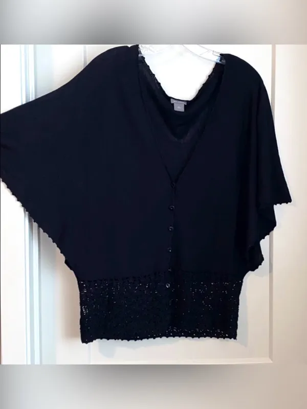 Vintage Ann Taylor cotton and crochet bottom sweater - Image 8
