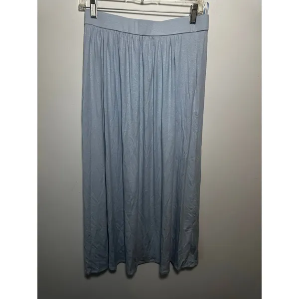 OGL Soft Linen Knit Gathered A-Line Maxi Skirt Dew Sky Blue Size S - Image 2