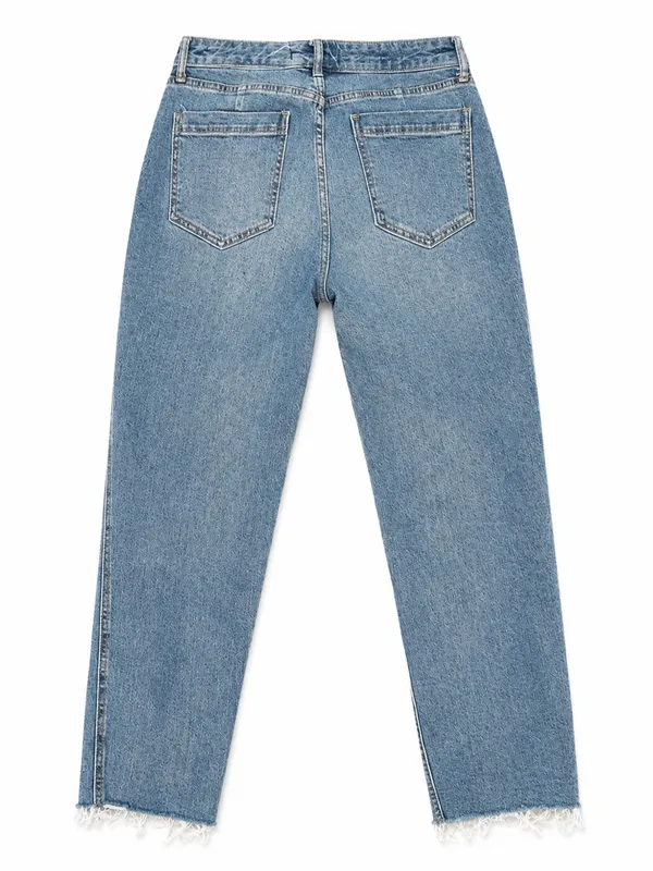 We The Free Aster Straight Leg Jeans Womens 28 Short Blue Excellent Raw Hem - Image 2