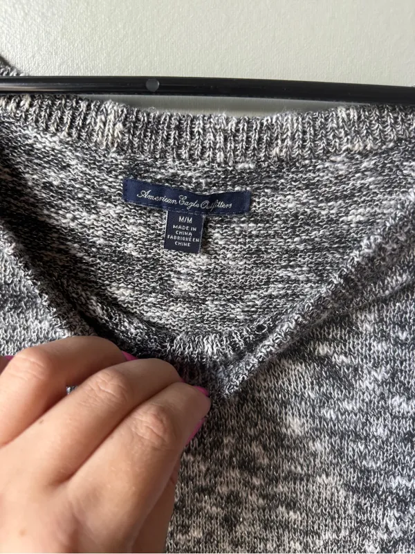 American Eagle Medium Marled Knit Boat Neck Sweater Gray Long Sleeve - Image 4