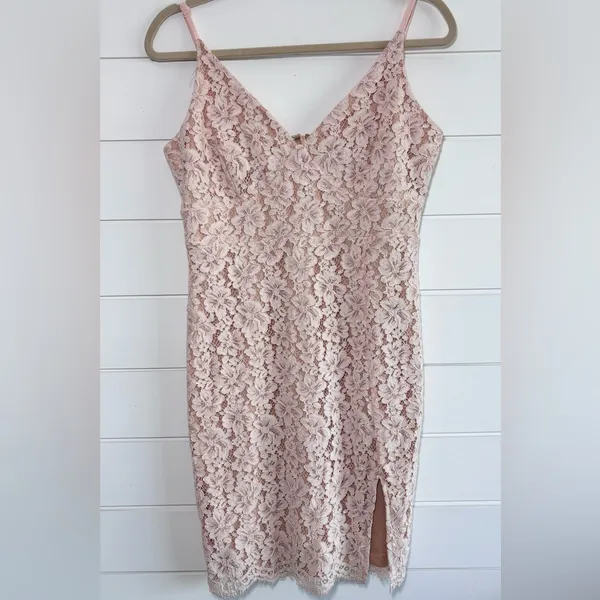 Lulus Sweet Blossom Blush Pink Lace Floral‎ Dress Size 10 - Image 2