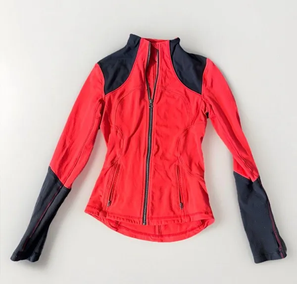 Lululemon Forme Jacket Womens 4 Athleisure Full Zip Stretch Luon Mesh‎ Vents Red - Image 3