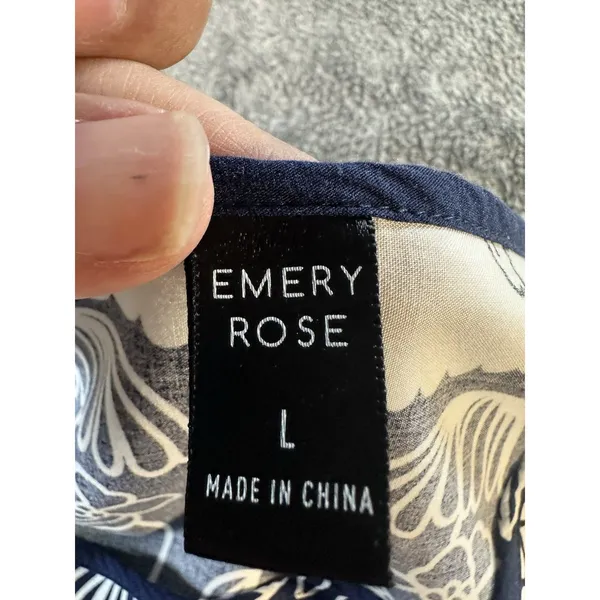 Emery Rose Navy Blue Boho Floral Maxi Dress - Size L - Image 9