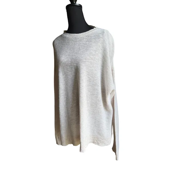 Lou & Grey Oatmeal Cotton Sweater Large Lightweight Coastal Beach Cover Up - Image 3