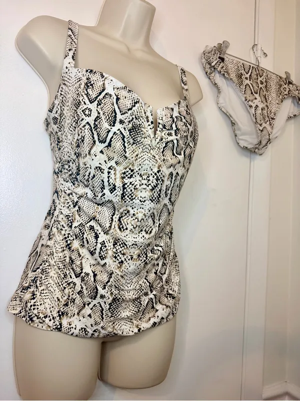Soma Snake Print Tankini Bathing suit Size Large V Wire Plunge - Image 7