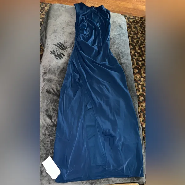 Abercrombie & Fitch Draped High-Neck Shell Midi Dress in Blue Size XS NWT - Image 9