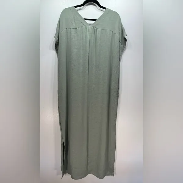 Sage Green Flowy Boxy Cut Sleeveless Maxi Dress with Pockets Jade by Jane NEW - Image 6