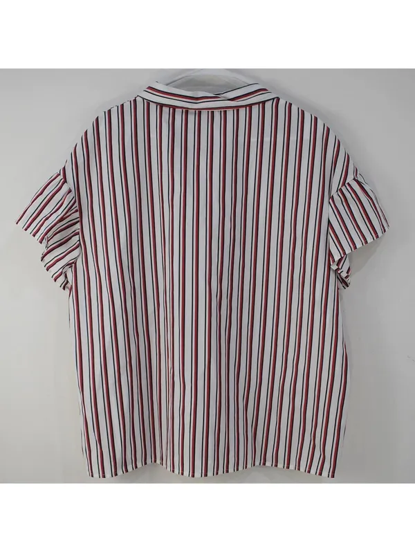 Tommy Hilfiger Striped Ruffle Short Sleeve Blouse Plus Size XXL - Image 2