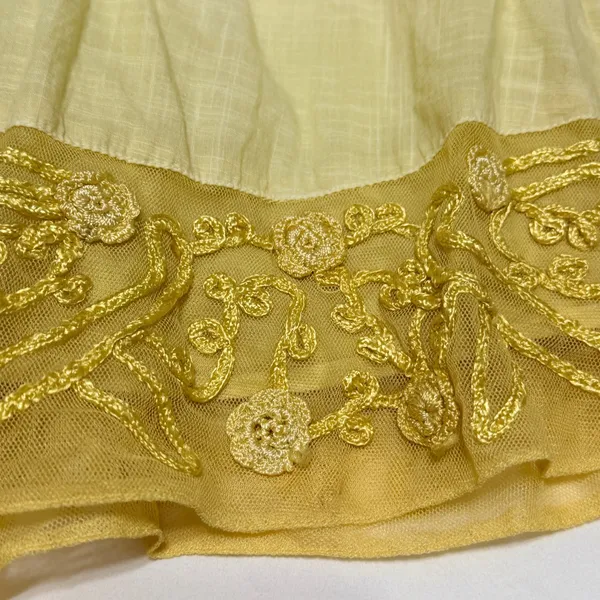 Free People Ombre Embroidered Mini‎ Skirt XS Yellow White Cotton Smocked Waist - Image 12