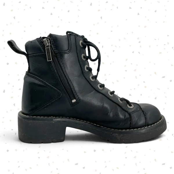 Harley-Davidson Black Leather Biker Boots Lace Up Side Zipper 84051 Heavy Duty 9 - Image 3