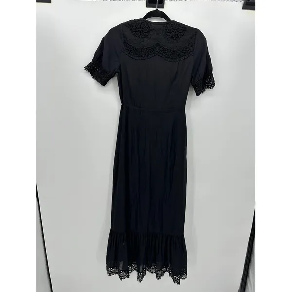 Roolee Womens Black‎ Maxi Button Front Dress Size XS Lace Goth Grunge Witchy - Image 2