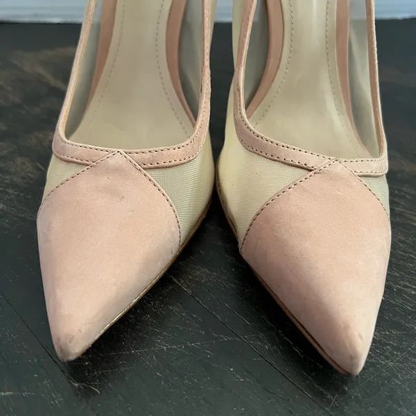 Women’s Schutz Myrine Nubuck Beige Nude Mesh Leather High Heel Sexy Pump 7.5 - Image 8