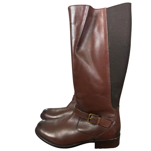 EUC‎ Clarks Tall Brown Leather Riding Boots Size 8.5 Equestrian Chic - Image 5