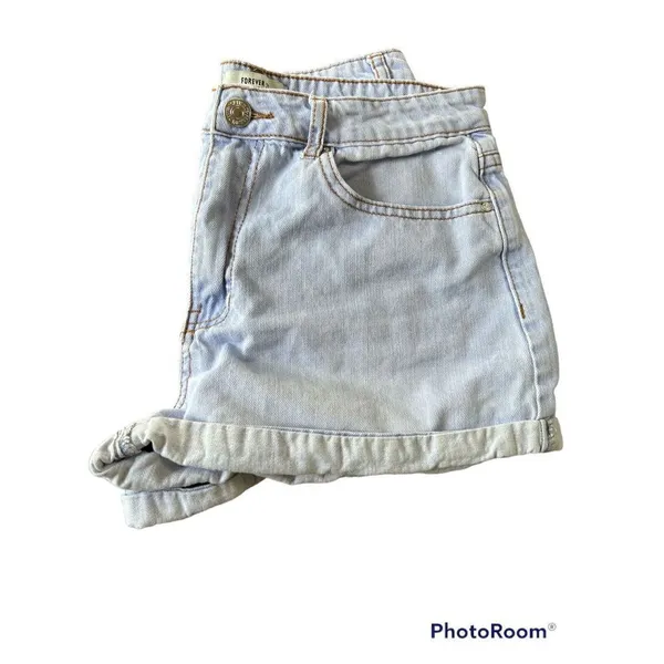 Forever21 Womens Denim Shorts Waist 28" Rise 10" Light Wash - Image 3