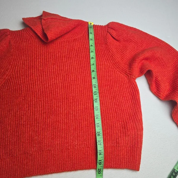 J. Crew NWT Red‎ Ribbed Alpaca Merino Wool Puff Shoulder Turtleneck Sweater M - Image 7