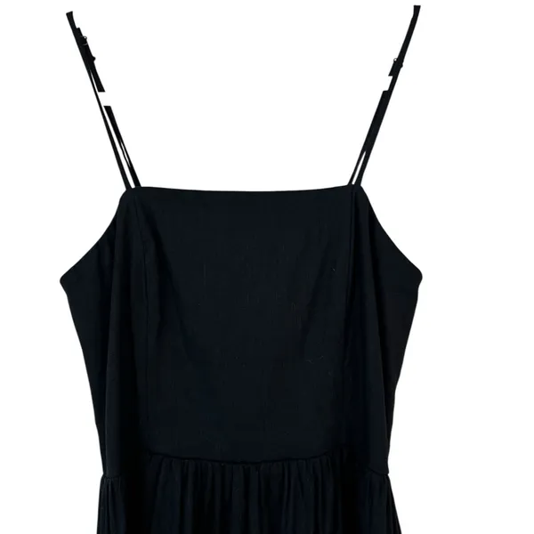 Stillwater Black Linen Blend Midi‎ Dress Small Spaghetti Strap Boho Casual - Image 4
