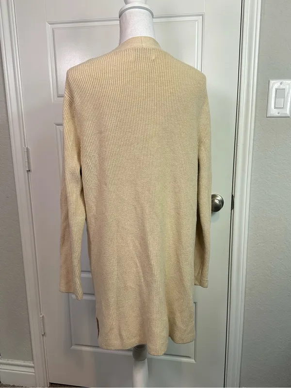 Old Navy Textured Open-Front Cotton Blend Knit Cardigan Sweater Oatmeal Size L - Image 5