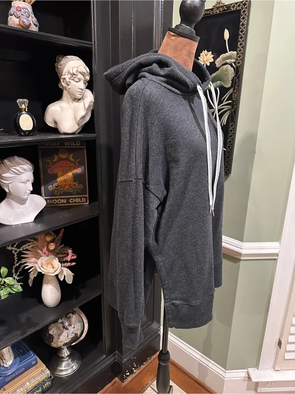Aerie Oversized Longline Hoodie with Striped Drawstrings – Size M - Image 4
