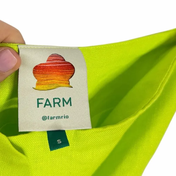 FARM Rio Mia 100% Linen Leaf Midi Skirt Neon Green - Image 6