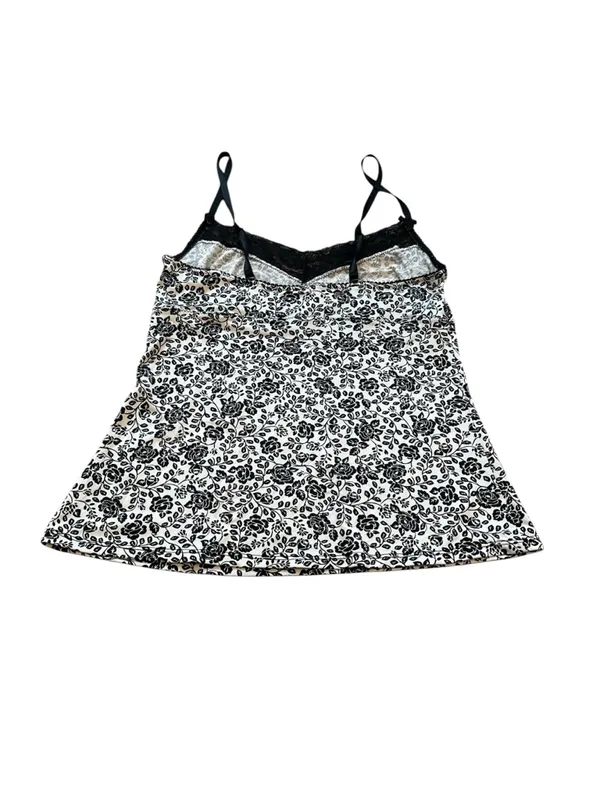 Laura Ashley Babydoll Cami Top White & Black Floral Summer Boho Y2K Size Small - Image 5