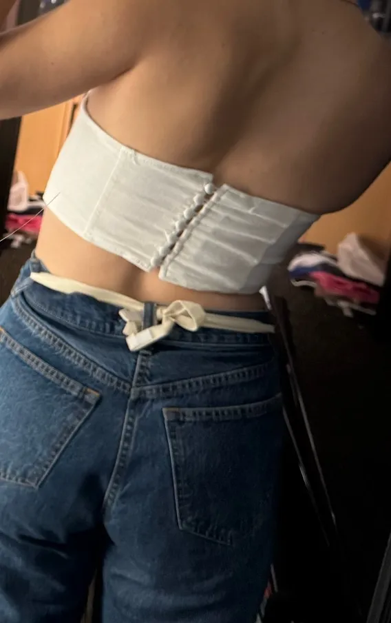 Adika White Denim Corset Top - Image 2