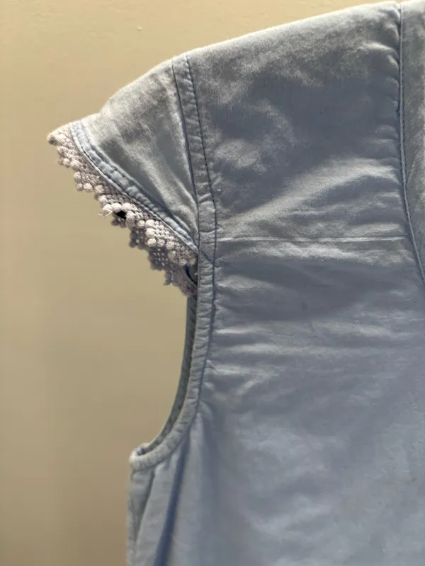 Beautiful Stories....Light Blue Eyelet Cap-Sleeve Blouse - Image 5