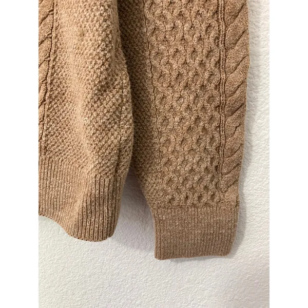 Gap Cottage Cozy Fall Indie Gritty Boho Cable Knit Oversize Brown Sweater Medium - Image 5