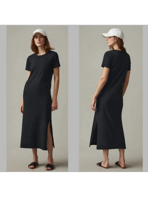 American Giant Black 100% Cotton T-shirt Midi Dress Size XS - Image 2
