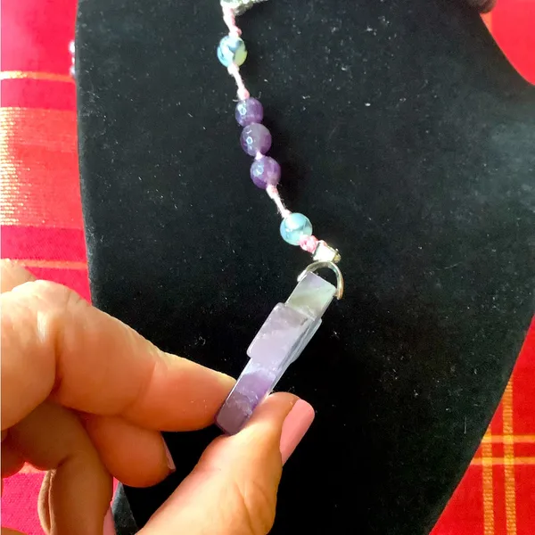 Handmade Natural Amethyst stone Cross necklace 💖 - Image 3