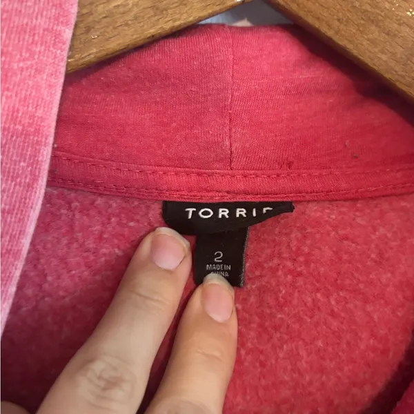Torrid Plus Classic Fit Cozy Fleece Distressed Pink Drawstring Raglan Hoodie - Image 7