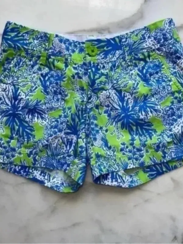 Lilly Pulitzer The Callahan Shorts in Limeade Floral Coral Patriot Shorts - Image 2