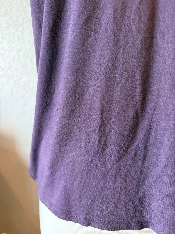 LOFT Plum Mixed Media Side Tie Dolman Top Women's Small - Image 3