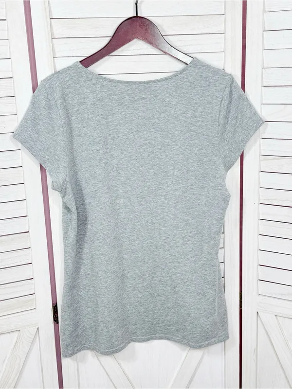 WHBM Studded High Heel Graphic Tee Shirt Grey Large Cap‎ Sleeve Casual Glam - Image 8