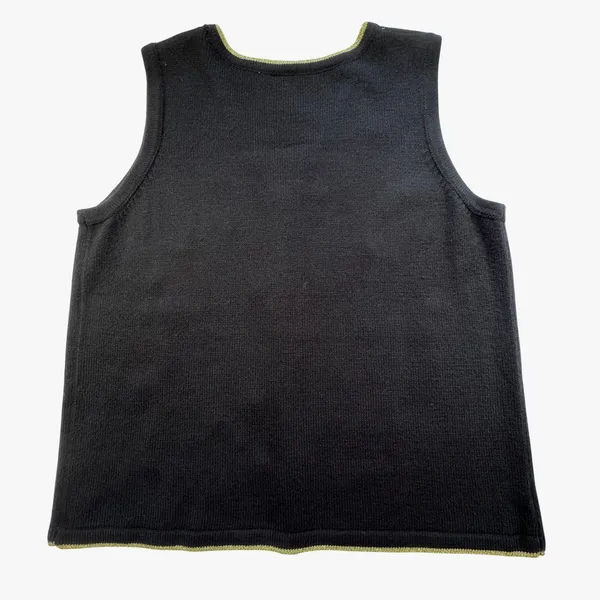 Holiday Time Christmas Sweater Vest Womens 2X 20 Black Gold Embroidered‎ Beaded - Image 2