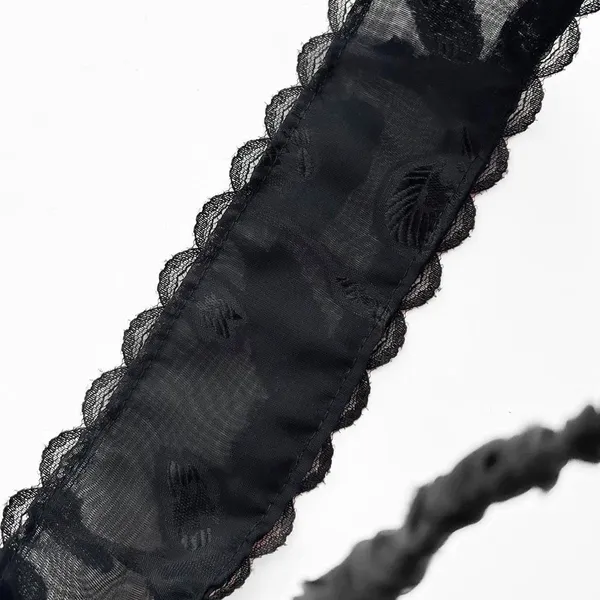 Handmade Black floral chiffon headband - Image 4