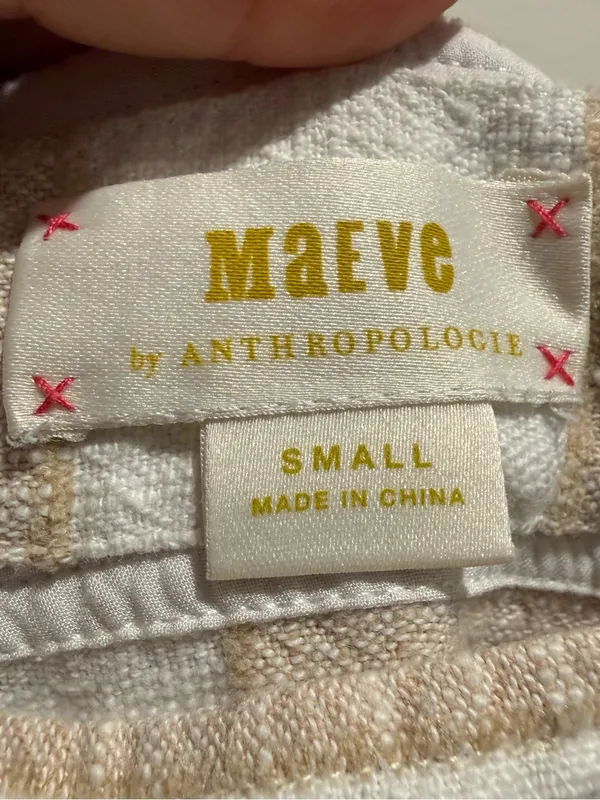 Anthropologie Maeve Tan Tonal Striped Cotton‎ Midi Sundress Size Small - Image 10