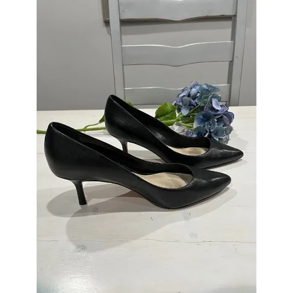 Elie Tahari Black Leather Pointed Toe Stiletto Heel Pumps Size 38‎ - Image 6