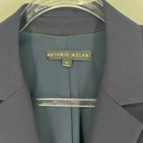 ANTONIO MELANI Jacket Womens Size 10 Navy Blue Single Breasted One Button Blazer - Image 3