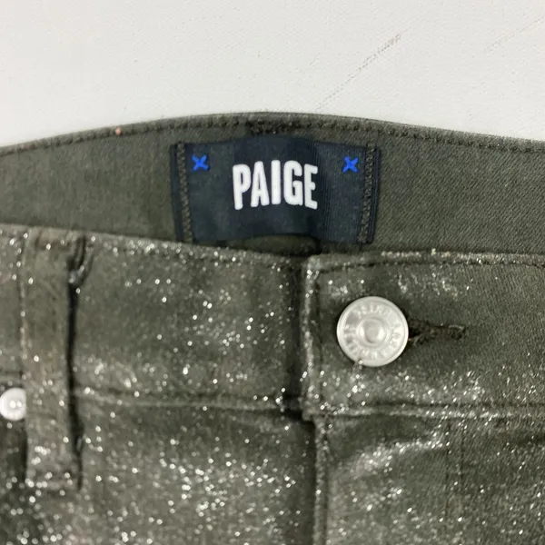 Paige Jeans Womens 29 Gray Silver Claudine Crop Flare Glitter Coated‎ Shimmer - Image 6