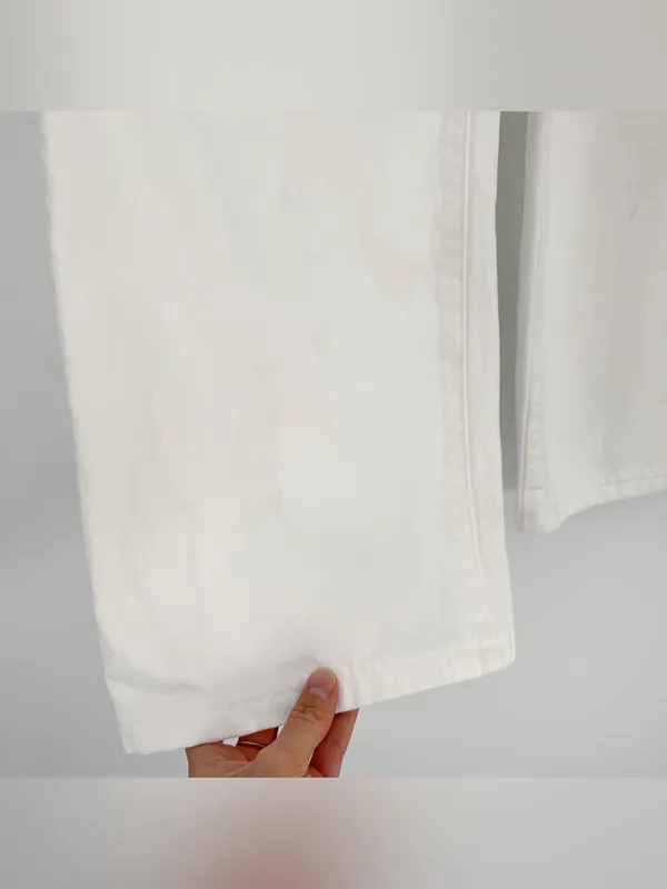 DENIM FORUM *Flawed The Farrah Hi-Rise Wide Leg Jean White 30 - Image 4