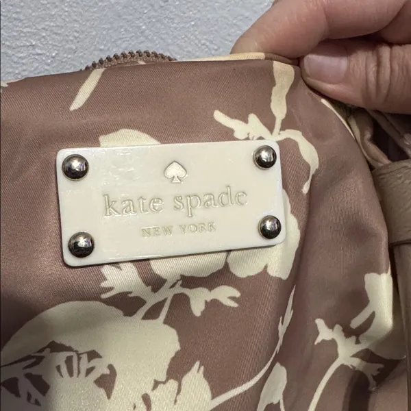 Chic Kate Spade Neutral Floral Nylon Leather Hobo Bag Shoulder Purse Trendy - Image 3