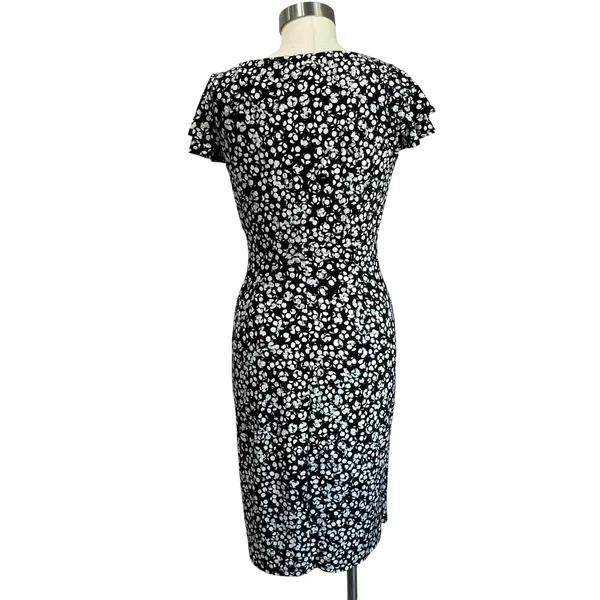 LAUREN Ralph Lauren Black Abstract Floral Surplice Dress Size 6‎ - Image 2
