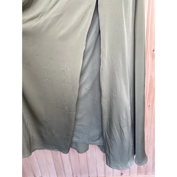 NWT Lulus Elegant Confidence Sage Satin Flutter Sleeve Cutout Maxi Dress Size S - Image 5