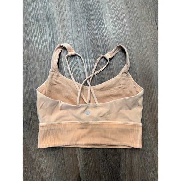 Lululemon Ebb to Street Bra Light Support Peach Longline Strappy Back 6 - Image 2