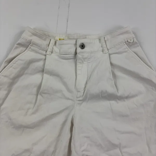 Maeve Anthropologie Pants Womens 2 White Cropped Wide Leg Twill Pleated Stretch - Image 2