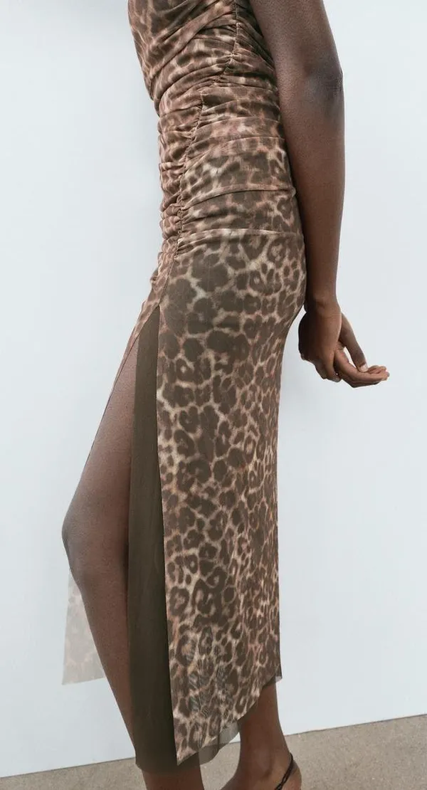 Zara Maxi Dress Mesh Cheetah Animal Print Leopard Bodycon Fitted - Image 18