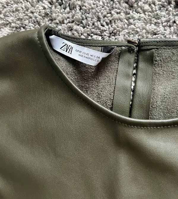 ZARA Leather Cap Sleeve Top - Image 2
